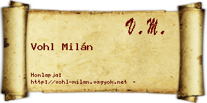 Vohl Milán névjegykártya