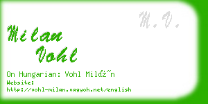 milan vohl business card